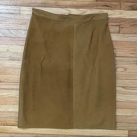 Vintage Tan Leather Skirt - Picture 2 of 13